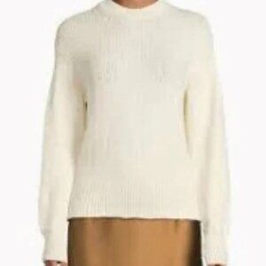 NWOT Vince Women's Drop Shoulder Crew Neck Cable Knit Cream Sweater Large L/G